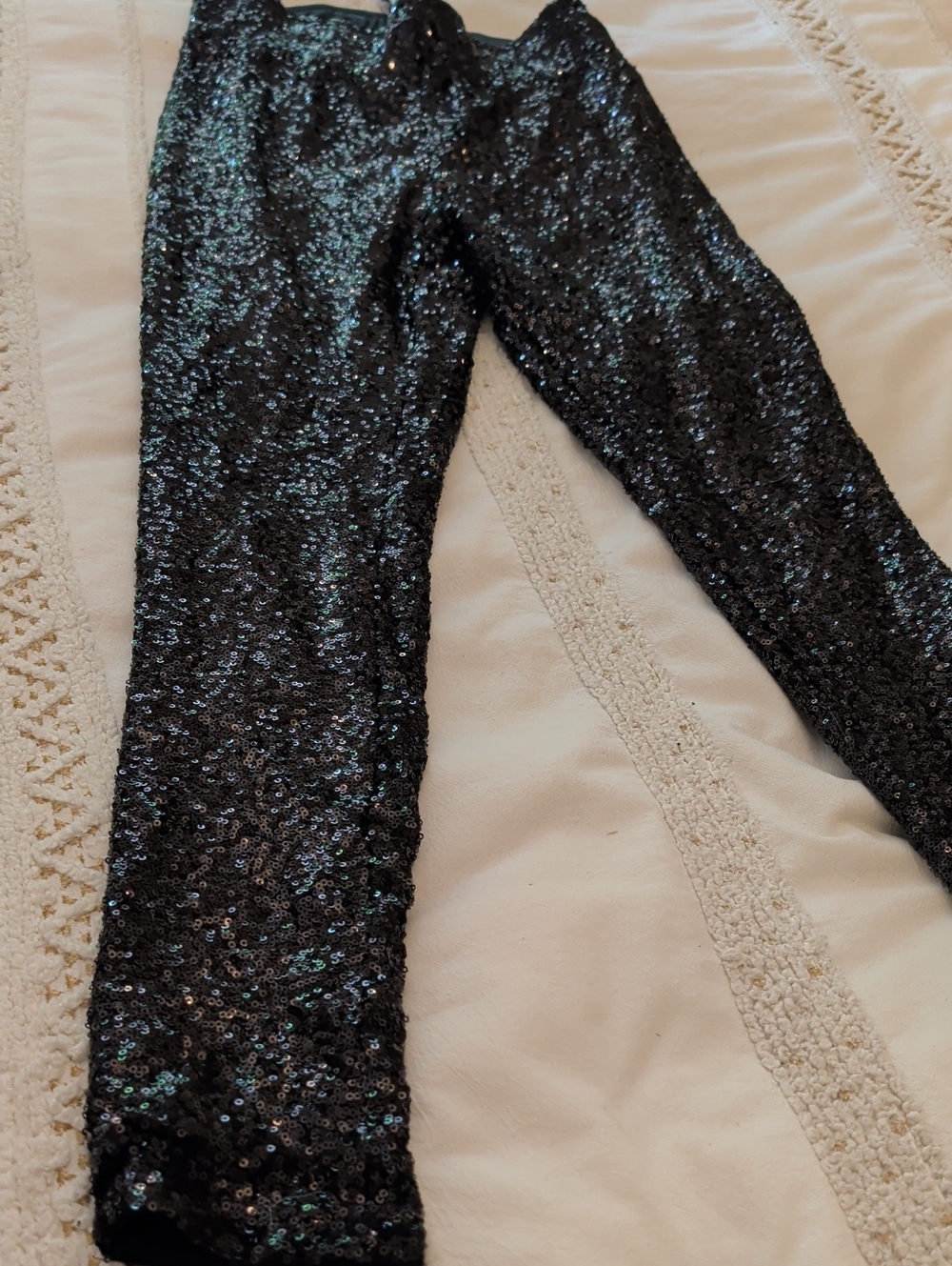 Women's Black Sequin Stretch Leggings - Shimmering Evening Tights